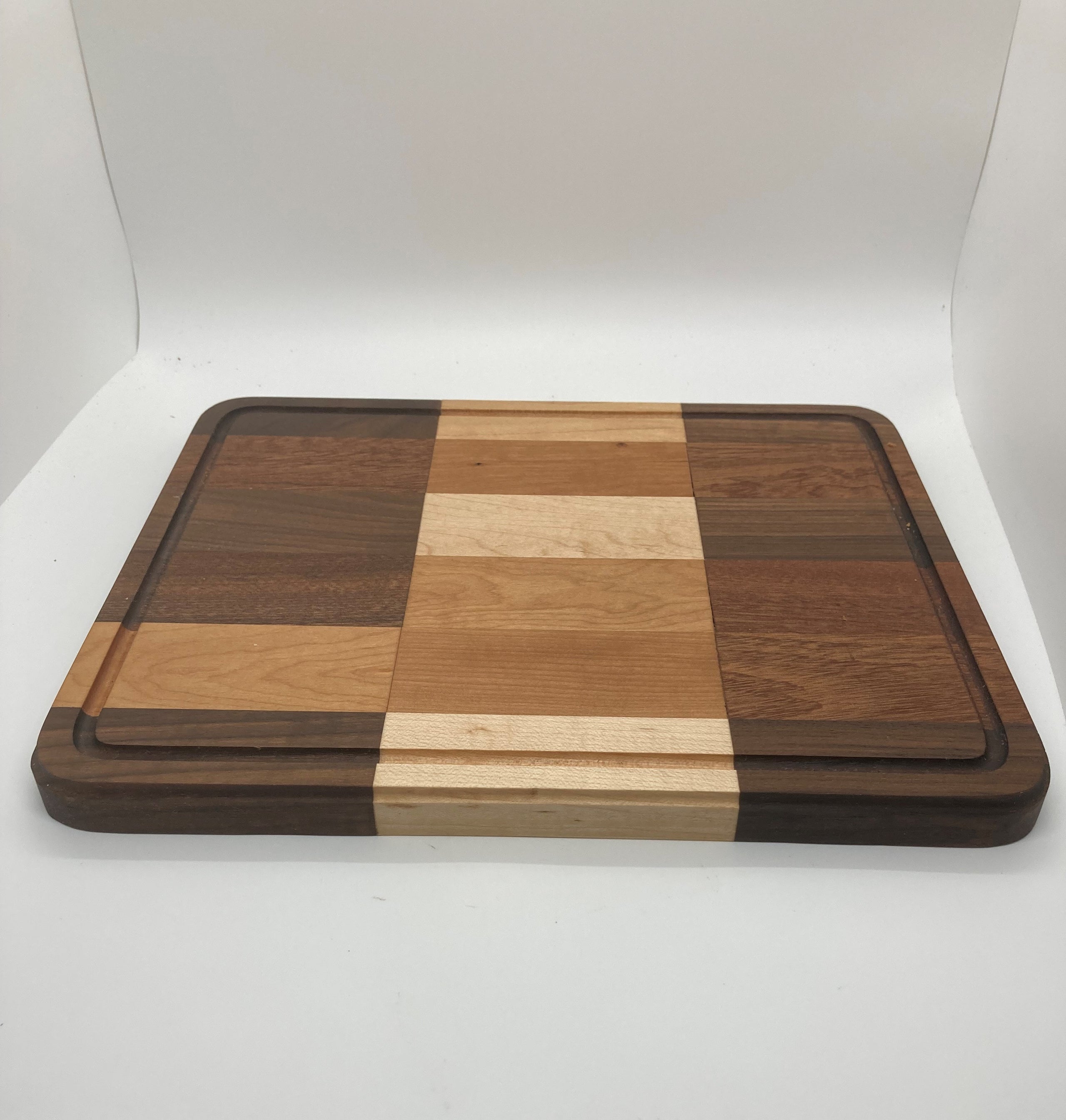 Striped Mendota Locks Cutting Board w/ Countertop Lip — Rescued Woodworks  LLC